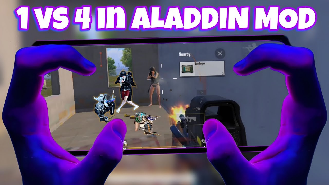 1 vs 4 clutches in Aladdin mod || 4 finger handcam || bgmi