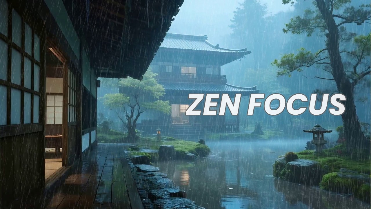 🔴 Heartwarming Zen Gentle Rainfall at Foggy Japanese Temple Pond to Ease Stress and Focus ⛩️