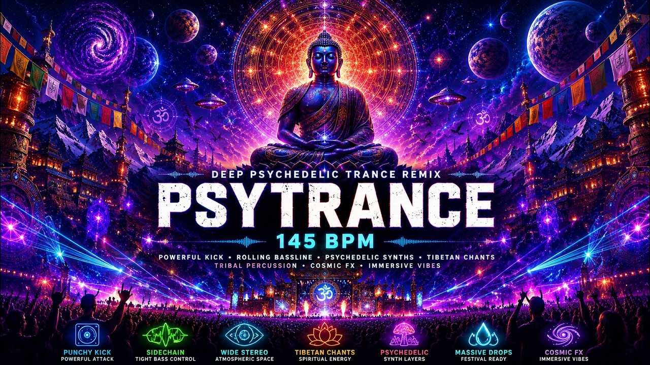 PSYTRANCE 145 BPM 🔥 Deep Psychedelic Trance Remix ● Powerful Kick & Rolling Bass