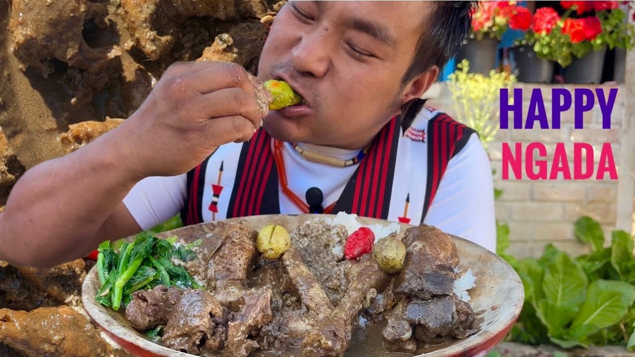 Happy Ngada, festival of Rengma Nagas || eating perilla seeds with chicken Naga Rengma dish.