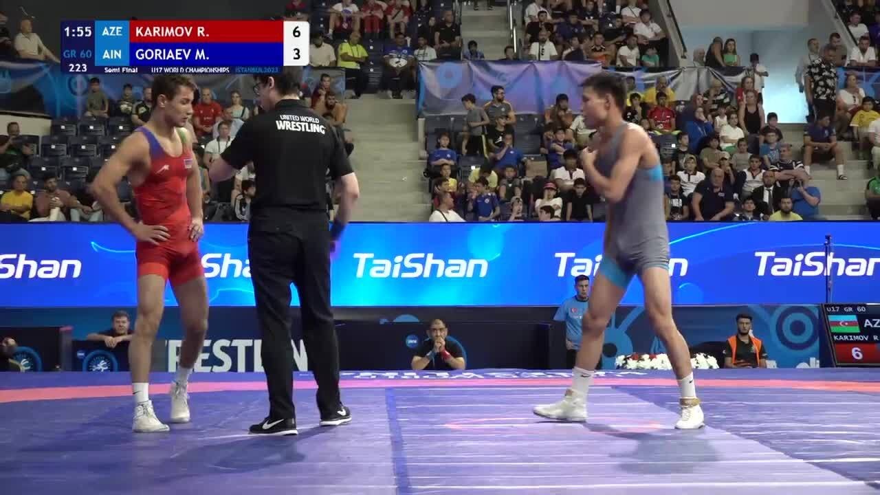 Semi Final &bull; GR 60Kg &bull; Roman KARIMOV (AZE) vs. Mingiian GORIAEV (AIN)