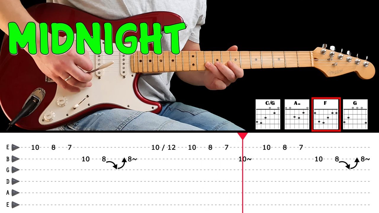 MIDNIGHT - Guitar lesson with tabs - The Shadows