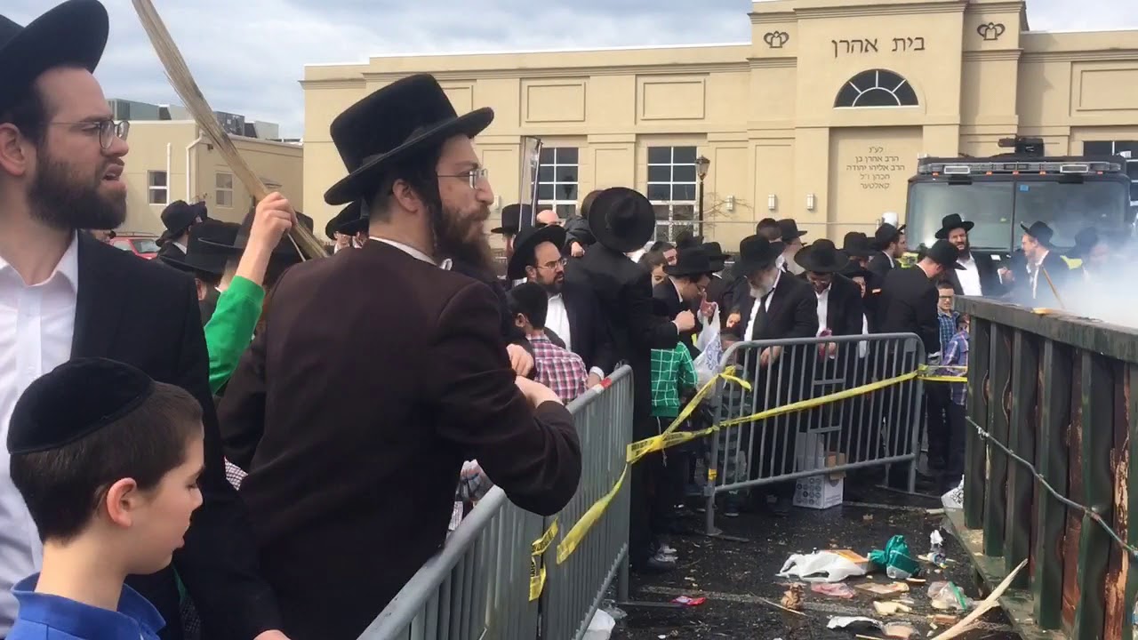 Jews observe Biur Chametz (burning of the bread) in Lakewood