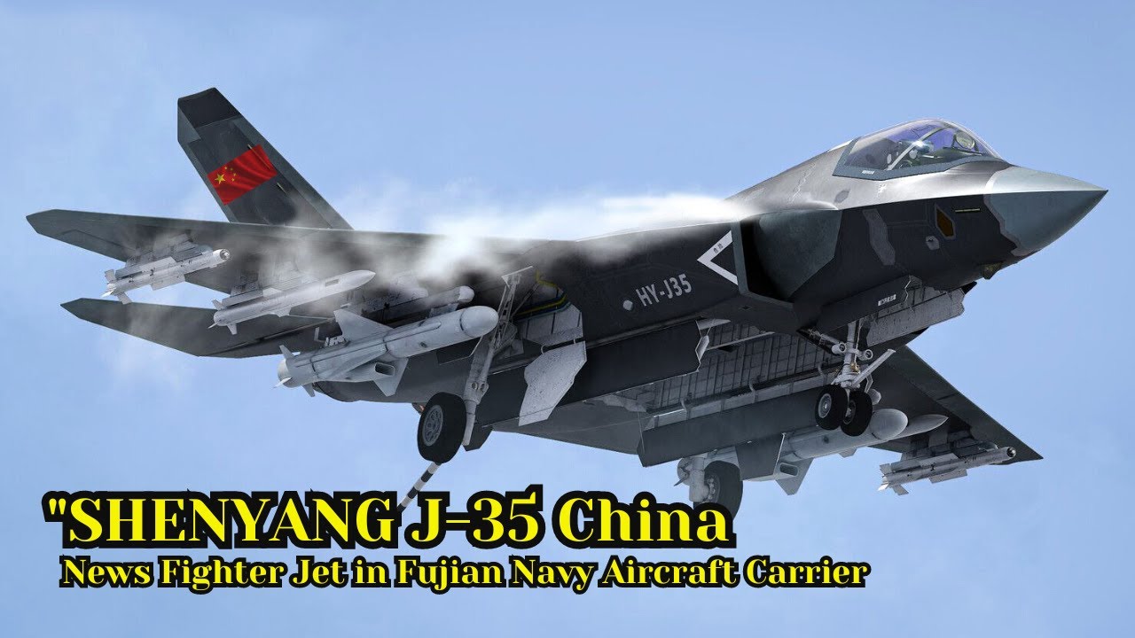 China shows off latest stealth fighter jet &ldquo;SHENYANG J-35&rdquo; aboard Fujian Navy aircraft carrier.