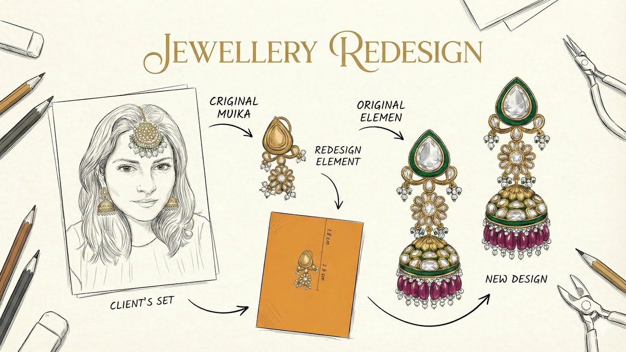 Redesigning Client’s Old Jewellery into Luxury Jhumkas ✨ (Procreate Process)