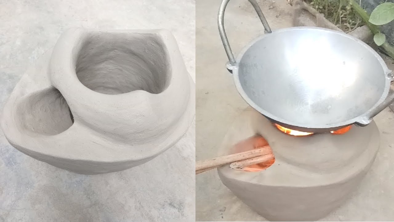 Clay oven। How to make primitive technology portable clay oven। miniature mud clay oven।