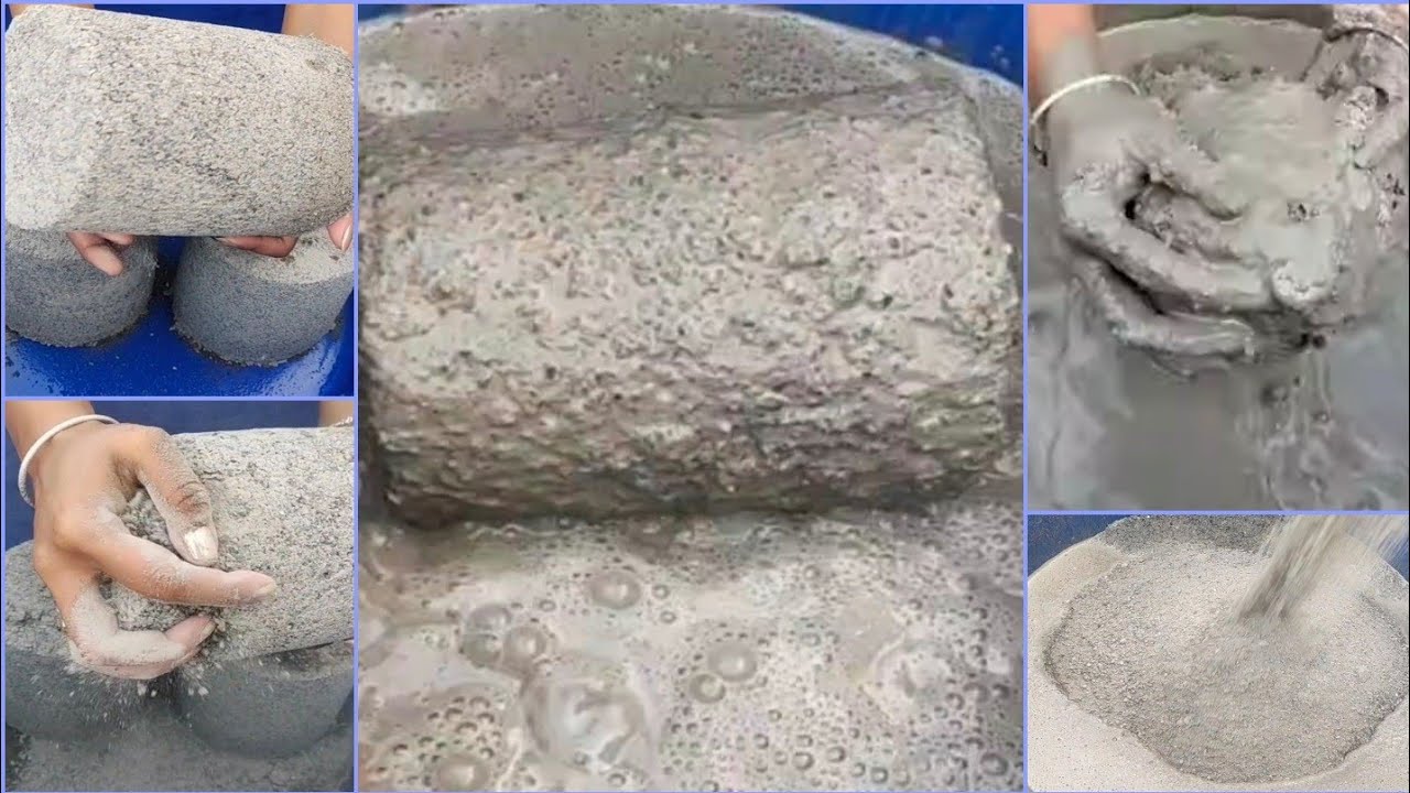 Asmr - Gritty sand cement dry water 💦crumbling satisfying video