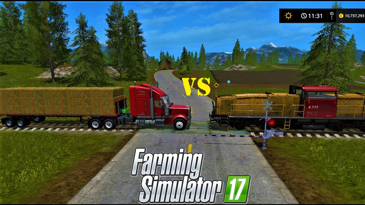 Farming Simulator 17- Bale Truck Vs +1000 KMH Train