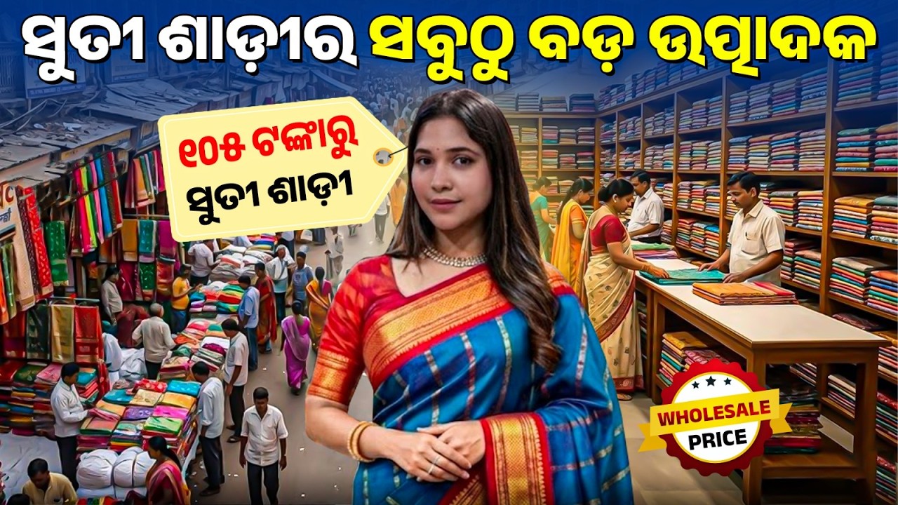 ସମ୍ବଲପୁରୀ ସାଡ଼ୀ ବ୍ୟବସାୟ ଆରମ୍ଭ କରିବେ | Cheapest Cotton Saree Wholesale Market in Sambalpur #saree