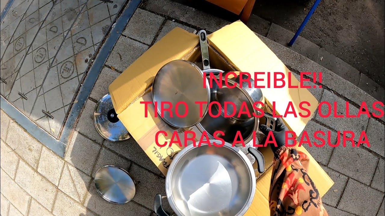 VEAN TIRARON DE TODO!!HASTA OLLAS CARAS , LO QUE TIRAN EN ESPAÑA, A LA BASURA