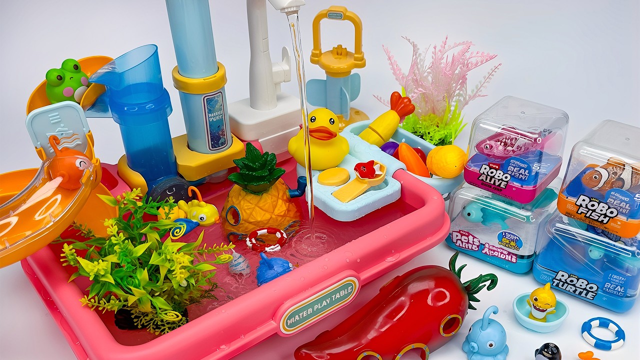 [toy asmr] Robo Alive Aquarium Playset 🐟 Magnetic Fishing Toy 수족관 로보피쉬 물놀이 | Satisfying Unboxing