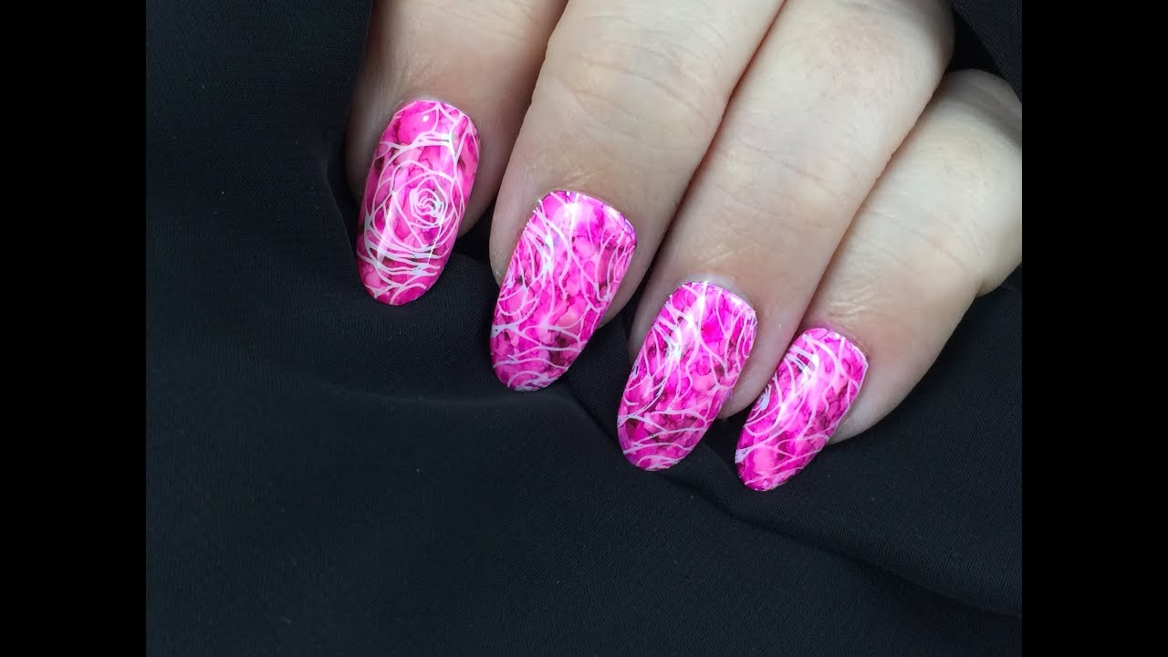 Rose Petal Sharpie Nail Art With Stamping