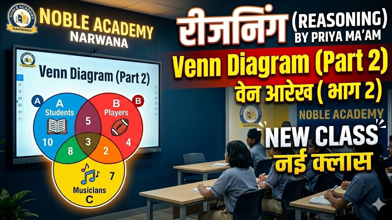 Venn Diagram Part 2 | Reasoning by Priya Ma'am | Noble Academy Narwana