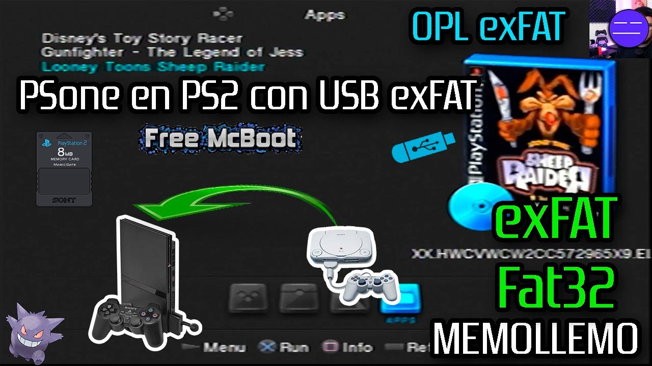 Jugar PS1 en Ps2 con OPL exFAT  | POPStarter FreeMcBoot Fat32 y exFat |
