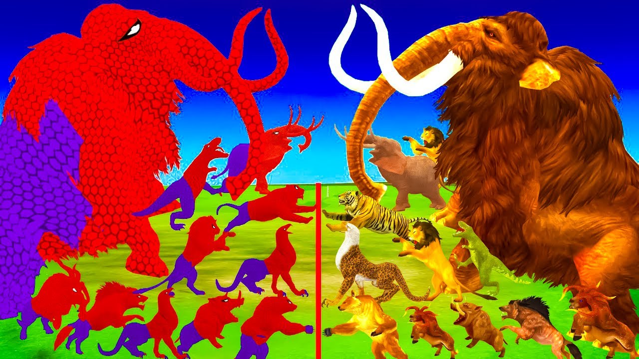 Epic Battle - Prehistoric Mammals vs Spider Animals Size Comparison Woolly Mammoth vs Spider Mammoth