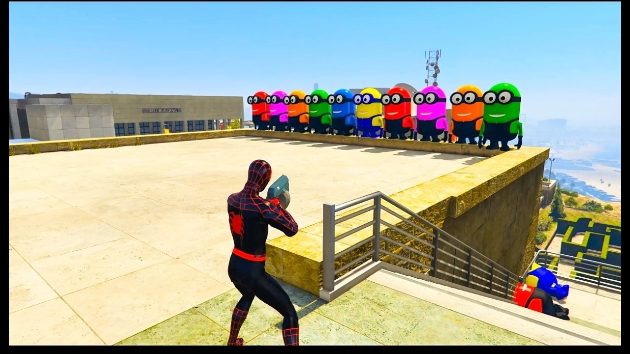 GTA 5 Epic Ragdolls BLACK SPIDERMAN VS RED MINION VS GREEN MINIONEuphoria Physics & Funny Fails