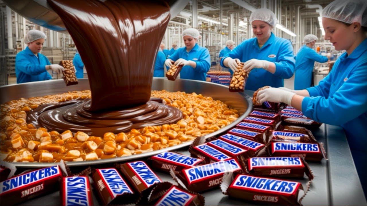How SNICKERS Are Mass-Produced in a Factory | Chocolate Bar Process