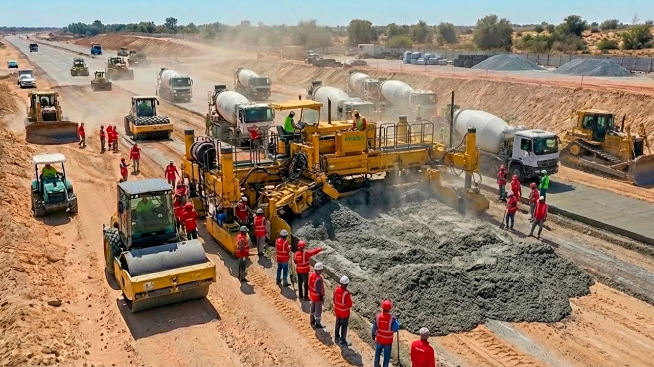 Nie Uwierzysz Jak Inżynierowie USA Budują Wielkie Betonowe Drogi Z Nowoczesnymi Maszynami