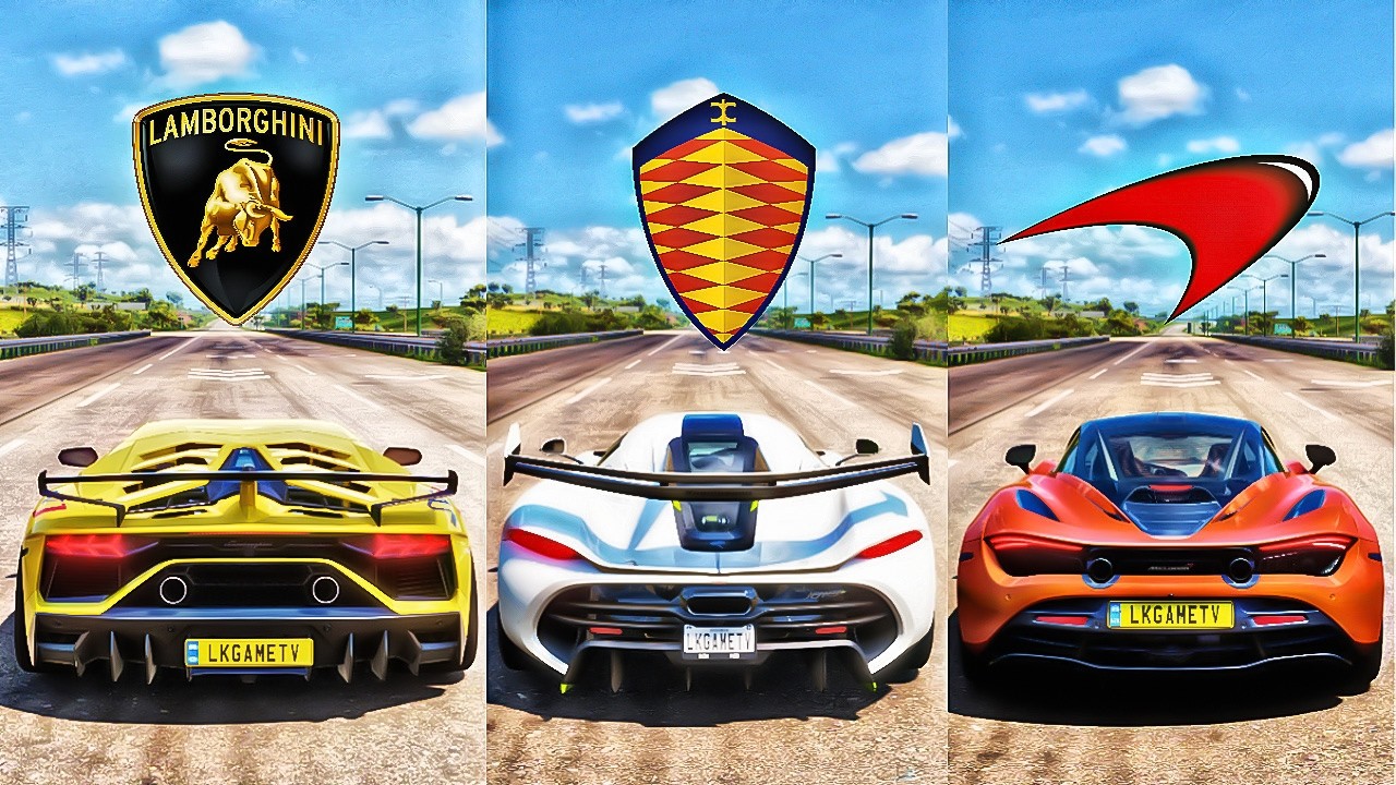 1050Hp Aventador Svj Vs 1280HP Jesko Vs 1017Hp 720s | Drag Race 
