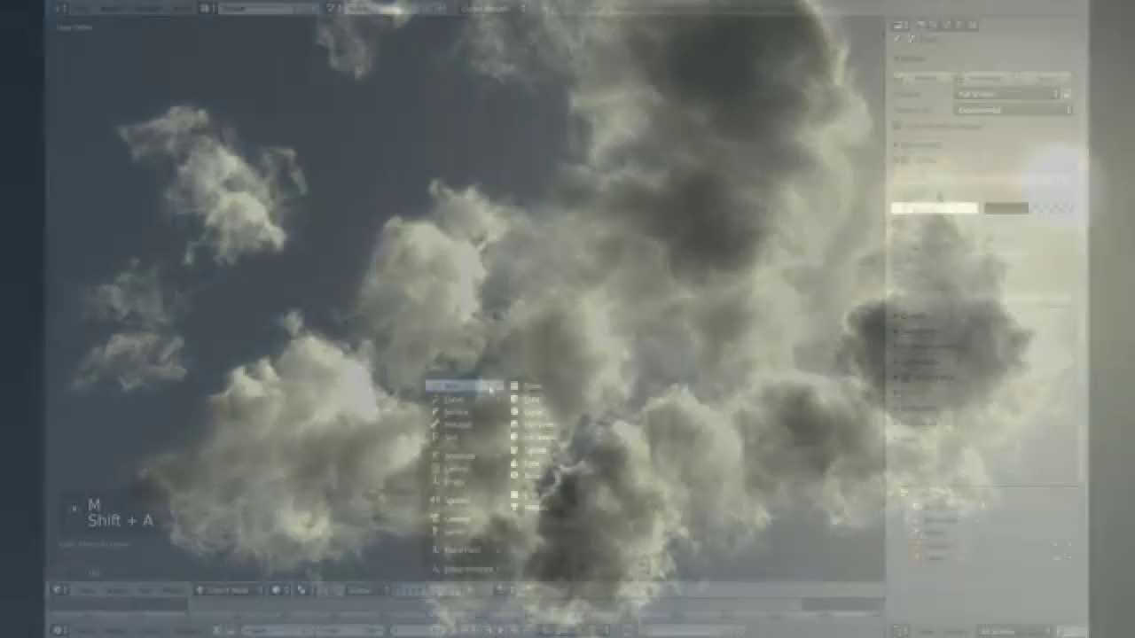 Blender, Cycles - Volumetric Clouds with Smoke Sim.