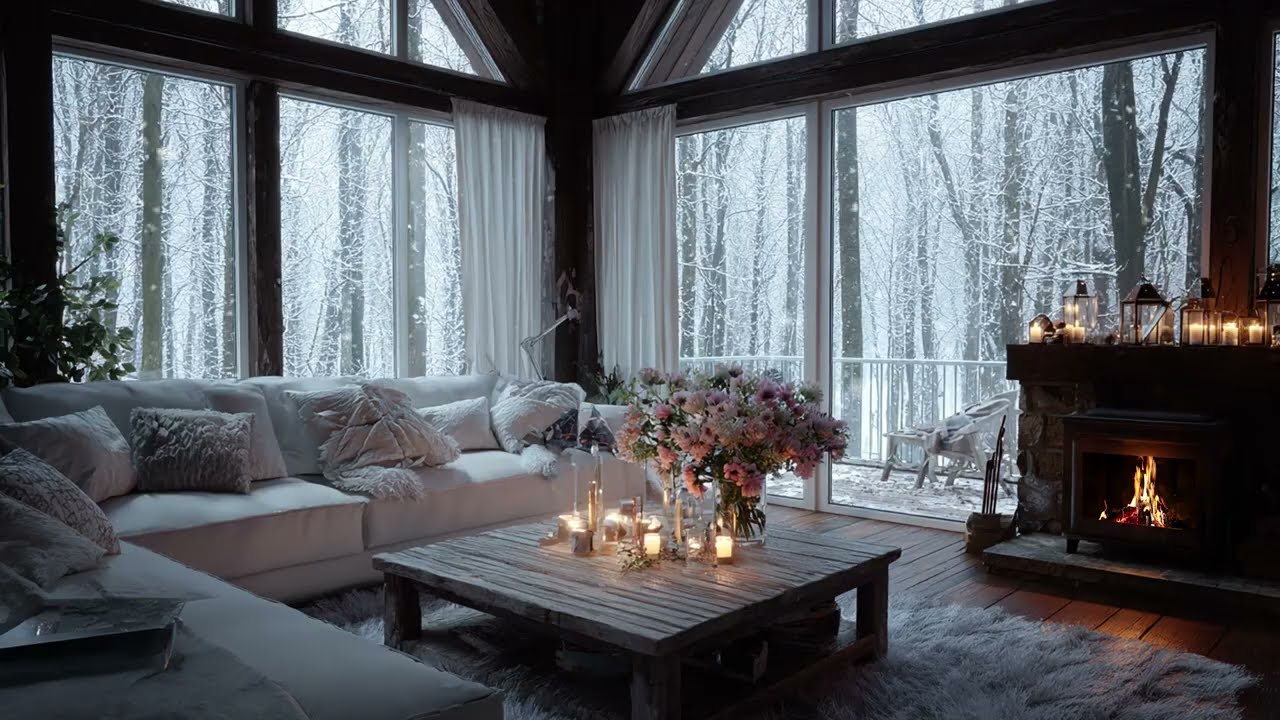 Snowfall Piano And Fire Sounds For Deep Sleep Relaxation And Cozy Winter Vibes