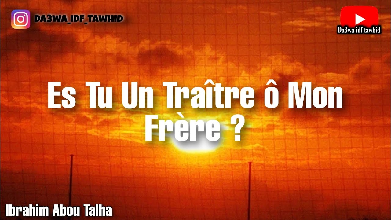 Es-Tu Un Traître ô Mon Frère ? - Ibrahim Abou Talha (ig Da3wa_IDF_Tawhid)