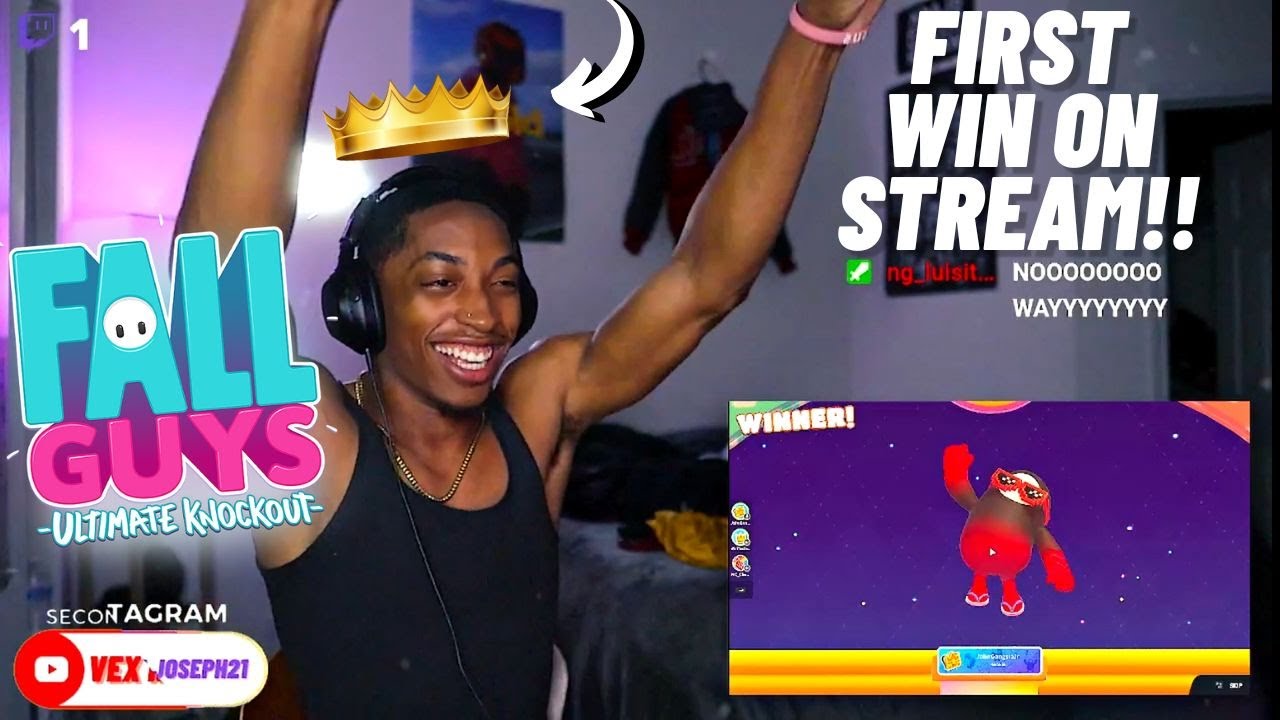 JOHN VEX GETS A FALL GUYS WIN LIVE ON STREAM!!!