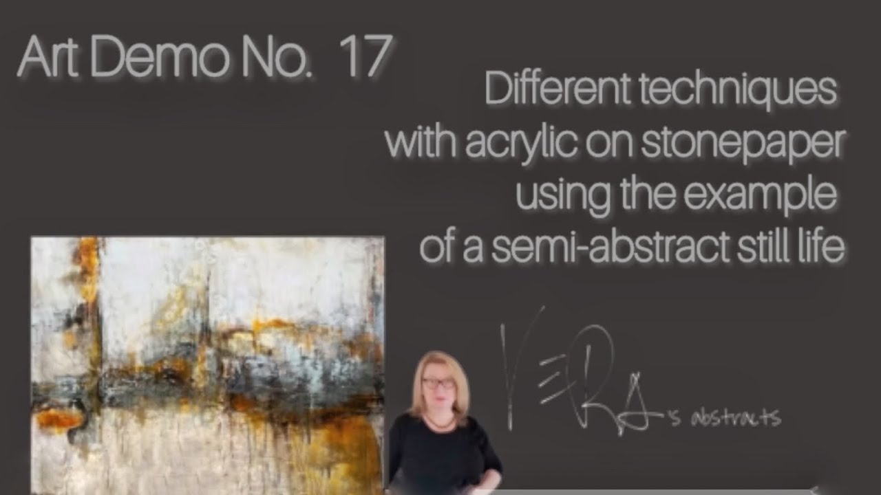 Art Demo #17, using acrylic paint on stonepaper, semi-abstract layered Stilllife