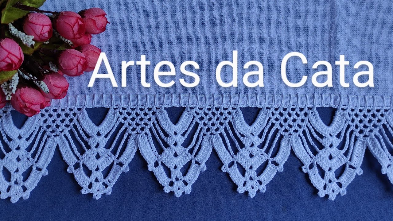 Bico em crochê #494 #crochedacata #artesdacata #bicodecrochê #barradoemcroche #diy #panosdeprato