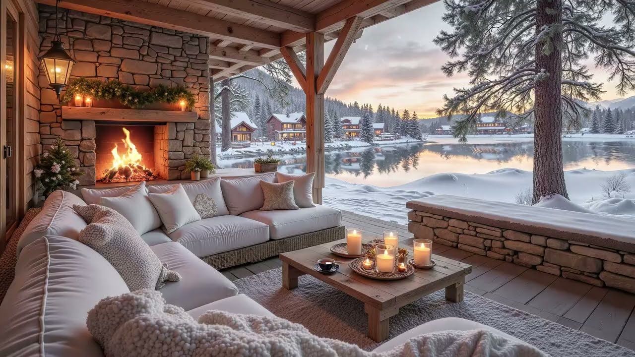 Cozy Winter Cabin Morning❄️  Candlelight, Fireplace & Soft Piano Ambience for Stress Relief