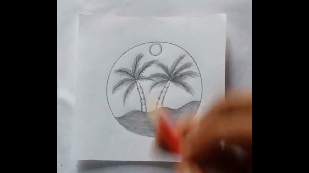 Beautiful beach drawing 🏖️🏖️//How to draw coconut tree 🌴 easily//beach drawing 🏖️