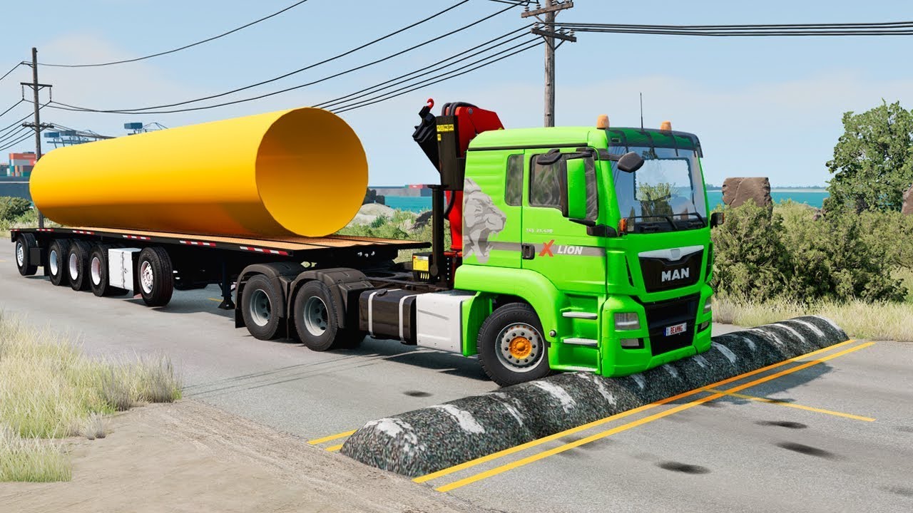 Trucks vs Speed Bumps SPECIAL #65 | BeamNG Drive - Long Video | TrucksVs