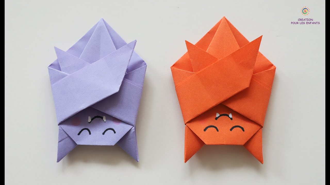 Chauve-souris origami facile. Comment faire une chauve-souris en papier. Easy origami bat.