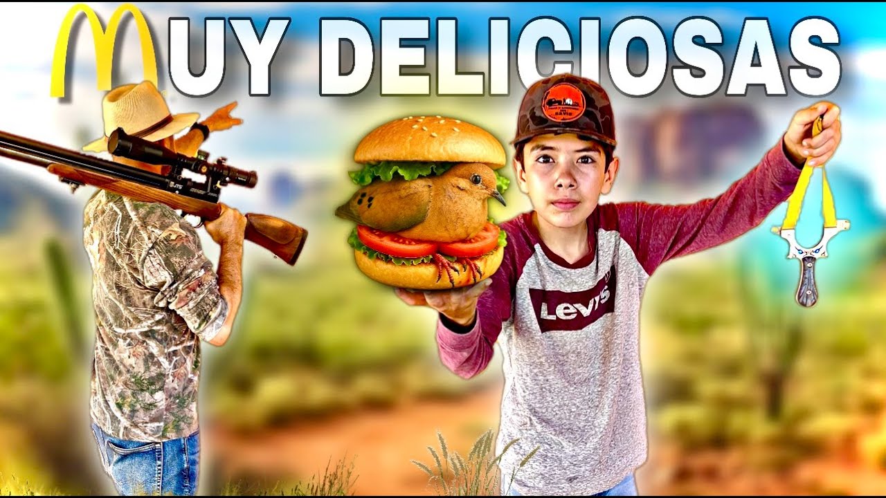 Cazamos palomas con la RESORTERA y el PCP para preparar unas RICAS HAMBURGUESAS 🍔🔥