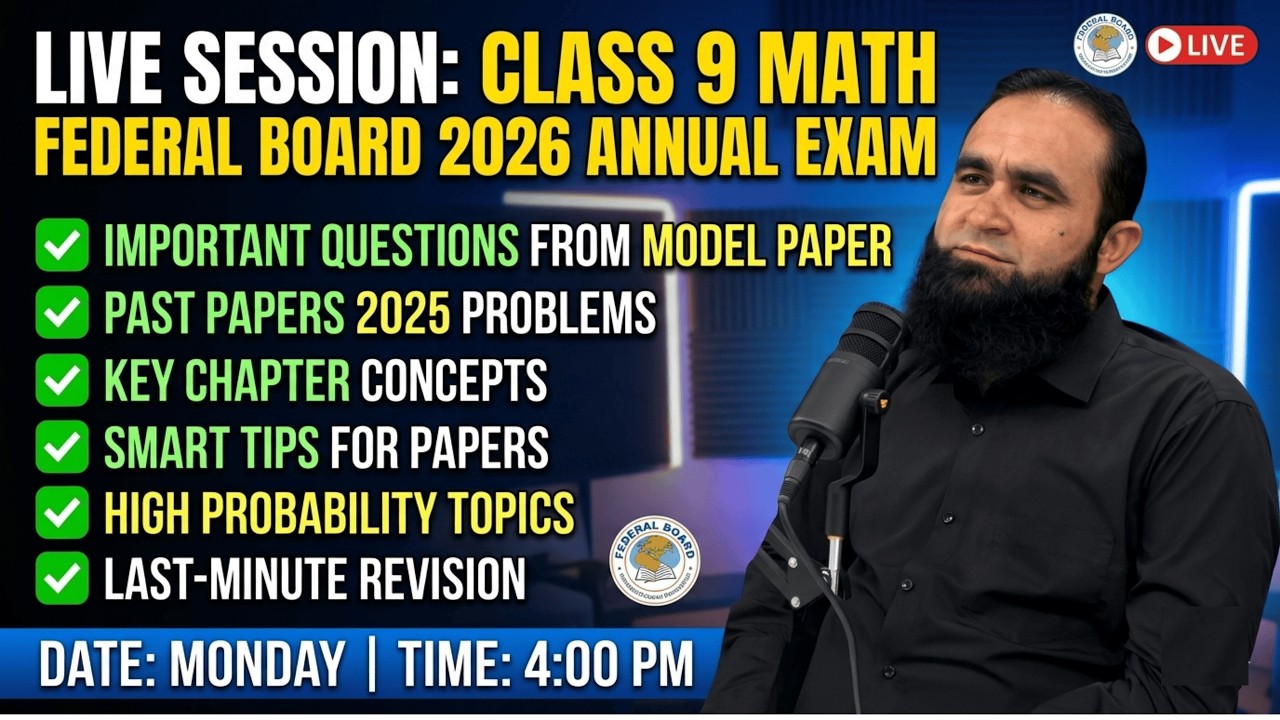 Class 9 Math Federal Board Live | Most Important Questions for Annual Exam 2026 | Chapters 1 to 5