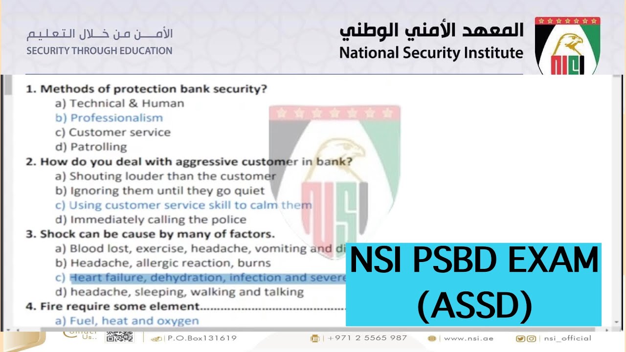 PASS NSI | PSBD EXAM- Questions & Answers | ABUDHABI SECURITY #nsi_exam  #assd #psbd