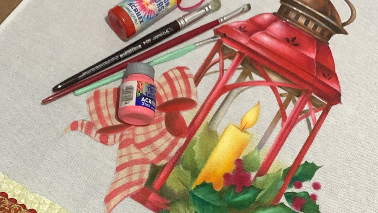 Pintura em tecido - Lamparina parte 2