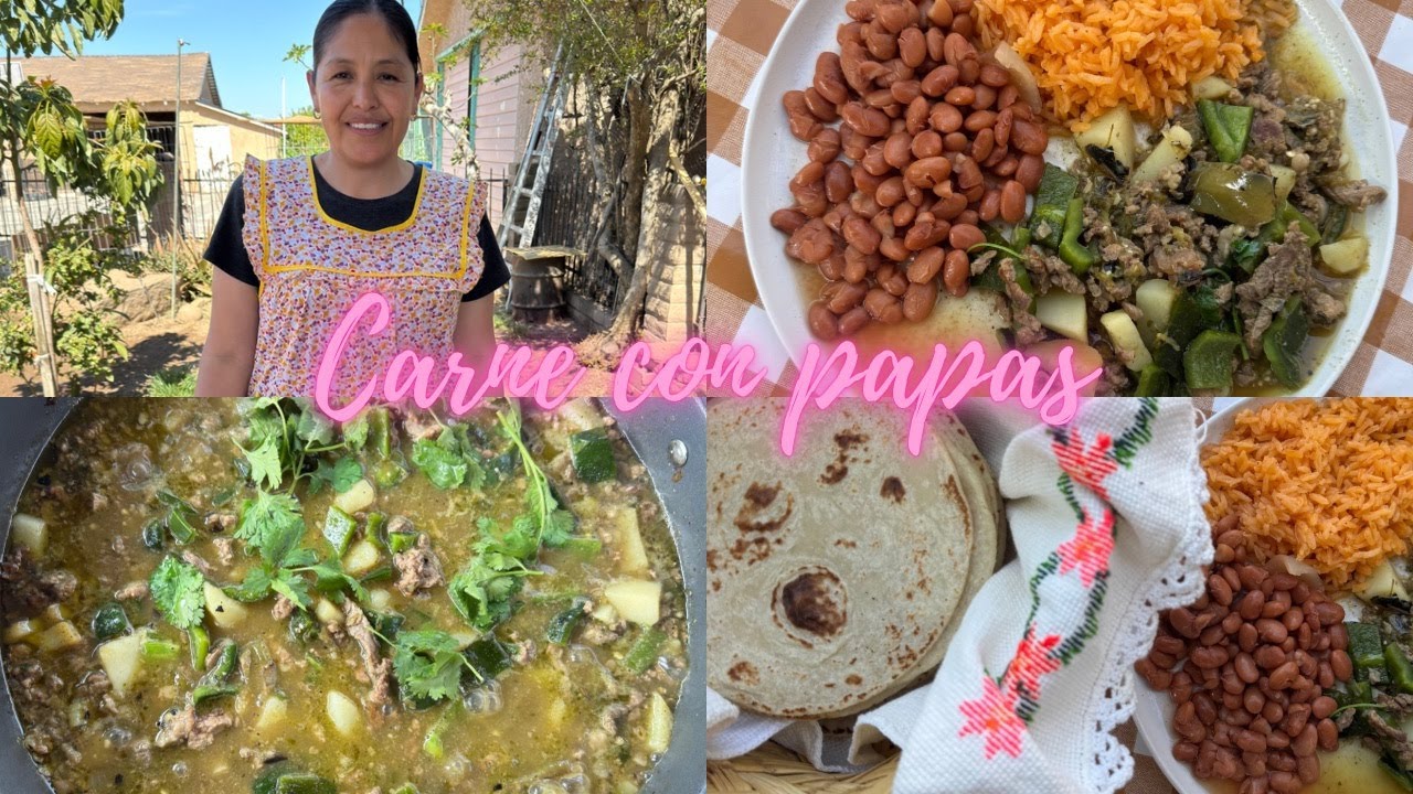 RECETA DE BISTEC EN CHILE VERDE CON PAPAS