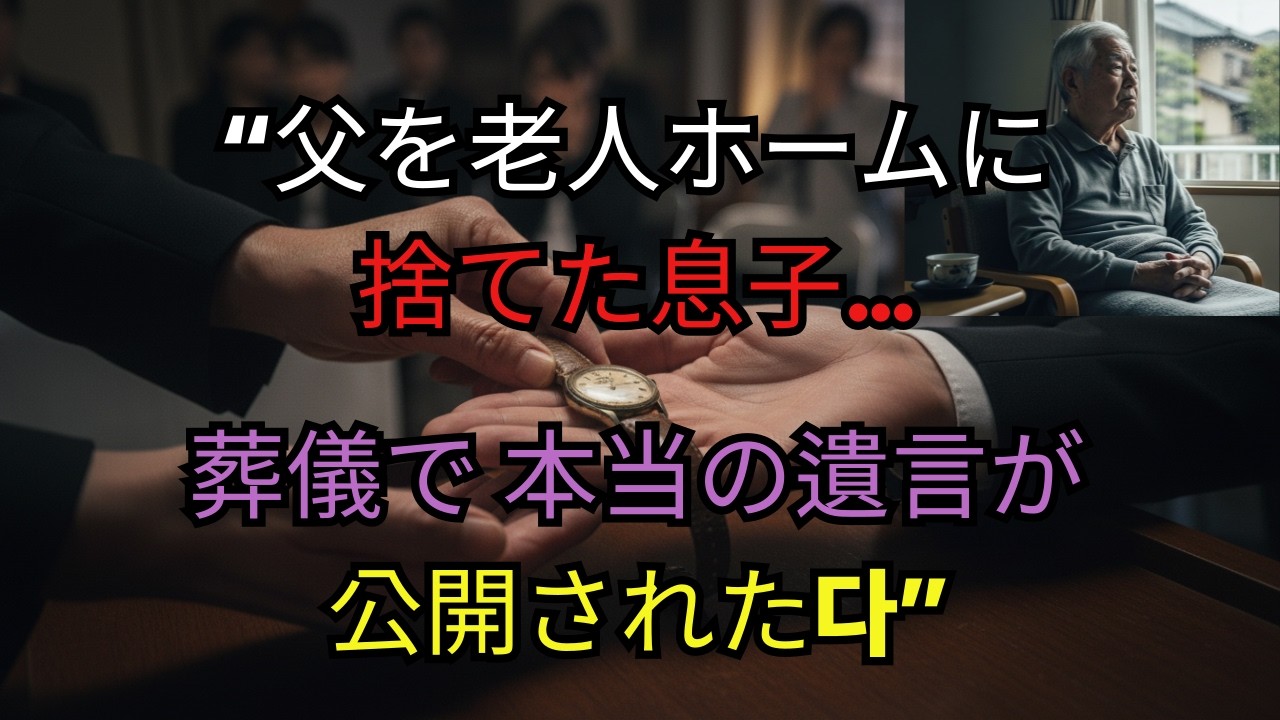 父を老人ホームに捨てた息子…葬儀で本当の遺言が公開された  #黄昏    #人生の黄昏  #哲学  #人生哲学  #感動ストーリー#親と子  #ロング動画  #長編動画 #黄昏の恋愛