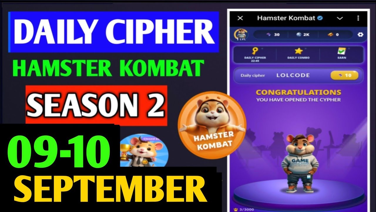 Hamster Kombat Dev Game Daily Cipher 9 September | Hamster Kombat Daily Cipher Code | Daily Combo