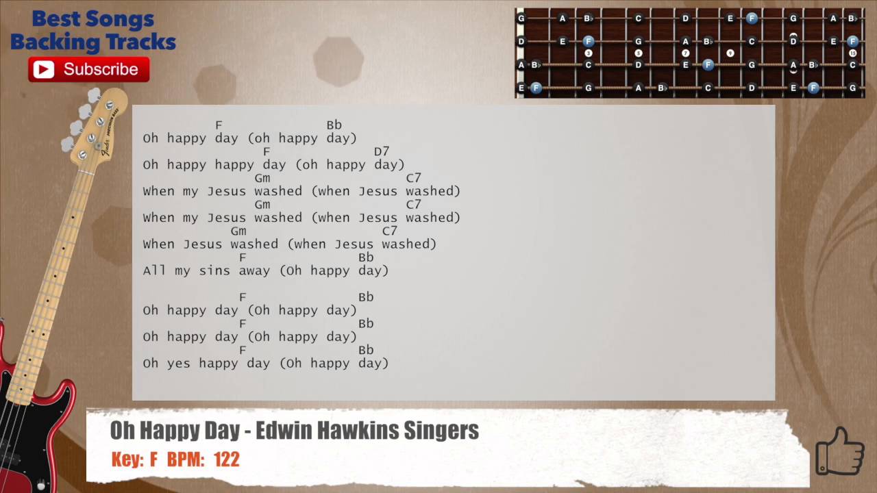 🎻 Oh Happy Day - Edwin Hawkins Singers Bass Backing Track with chords and lyrics