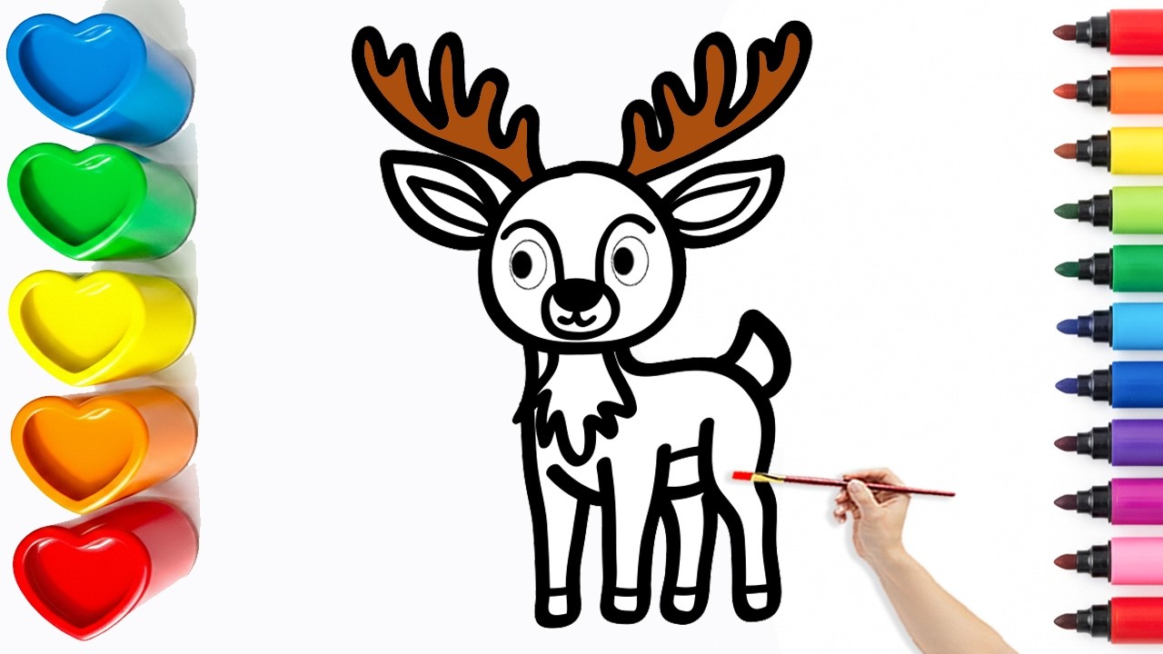 🦌 Drawing and Coloring a Cute Reindeer | Easy Step By Step Tutorial #36