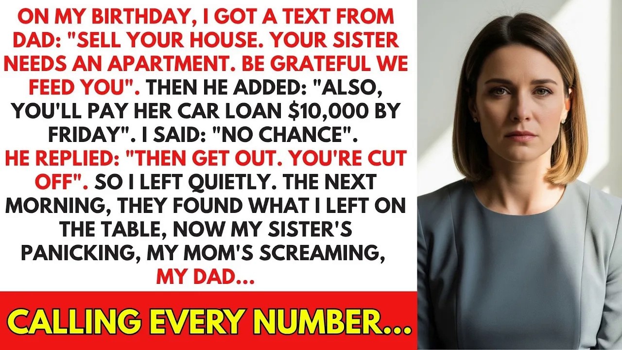 ON MY BIRTHDAY, I GOT A TEXT FROM DAD SELL YOUR HOUSE  YOUR SISTER NEEDS AN APARTMENT