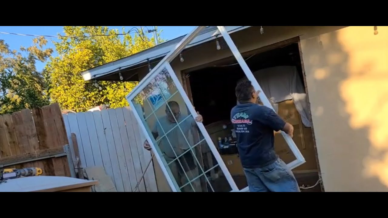 How to remove a window & install a sliding glass door on a stucco wall