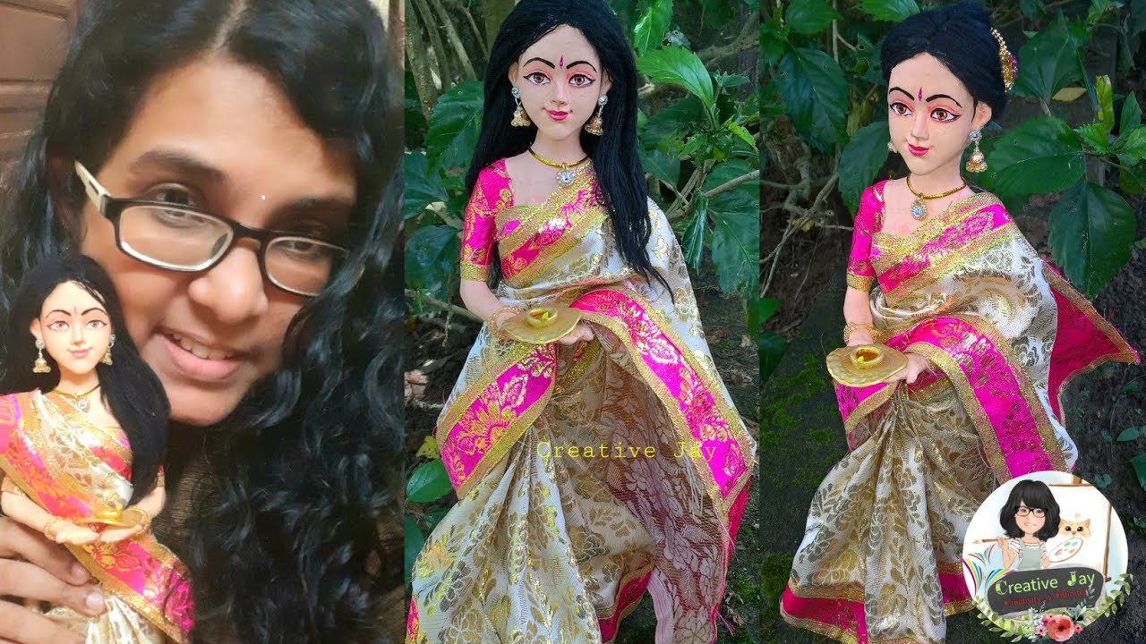 DIY:Lady sculpture with waste bottles and clay | Creative Jay | doll | best out of waste | sculpture