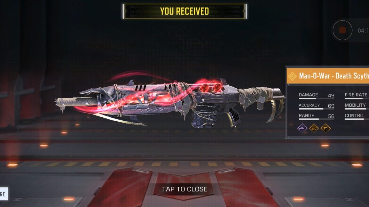 New legendary Man O War Death Scythe full lucky draw rewards and first Gameplay #codmobile