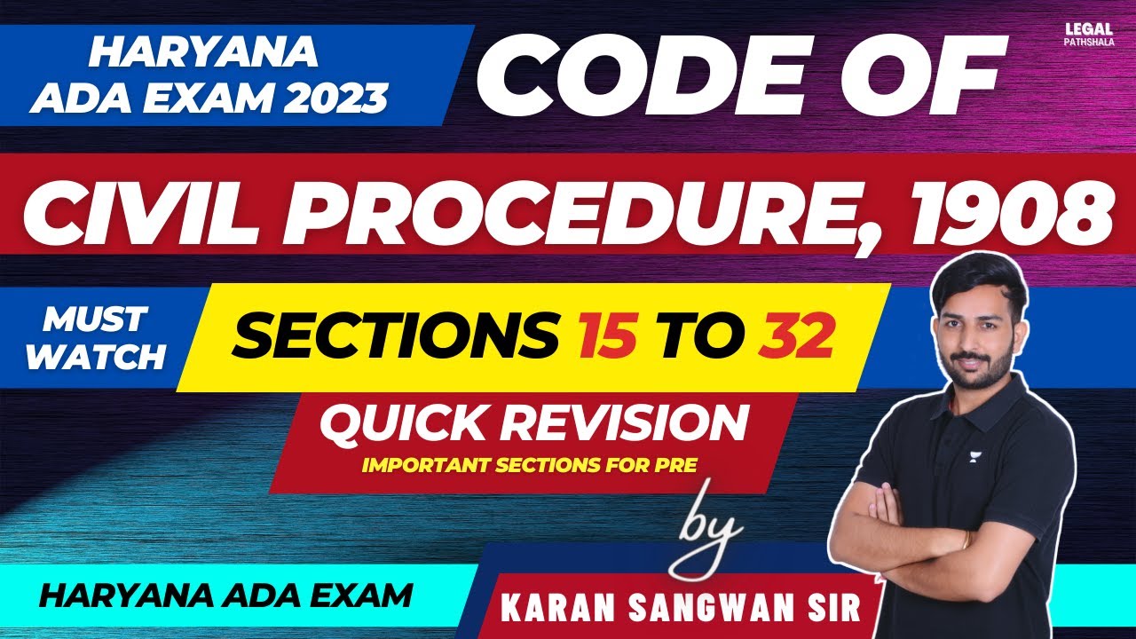Code of Civil Procedure | Sections 15 to 32 | CPC | Karan Sangwan Sir | Legal Pathshala #haryanaada