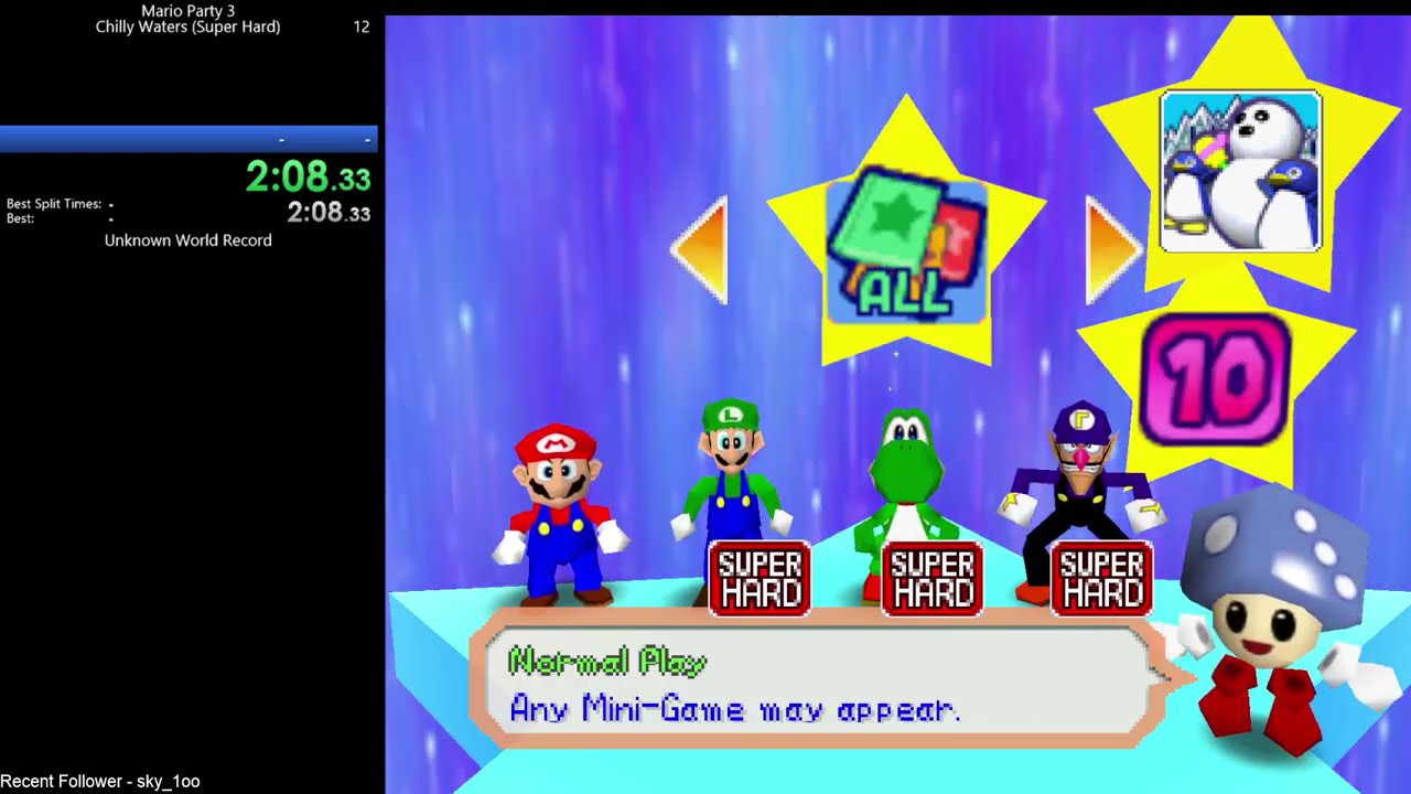 Mario Party 3 | Chilly Waters Speedrun | Super Hard Difficulty | 28:34.70