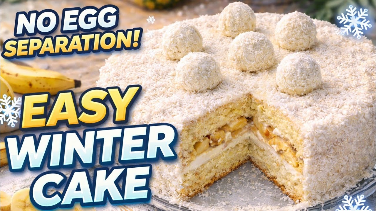 Easy Winter Cake ❄️ No Egg Separation | Banana Biscuit Cake | Soft & Delicious