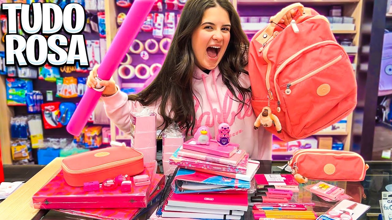 TUDO ROSA!!! COMPRANDO MATERIAL ESCOLAR SÓ COM UMA COR!